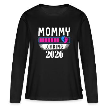 Mommy Loading 2026 Schwangerschaft Ankündigung - Frauen Premium Bio Langarmshirt - Schwarz - Vorne - Julia (174cm)