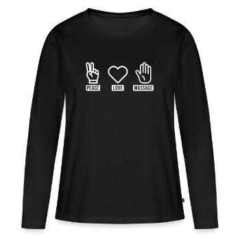 Peace Love Massage - T-shirt manches longues Premium bio Femme - noir - Devant - Julia (174cm)