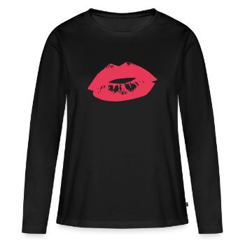 MOUTH KISS DESIGN - Women's Premium Organic Long Sleeve Shirt - black - Front - Julia (174cm)