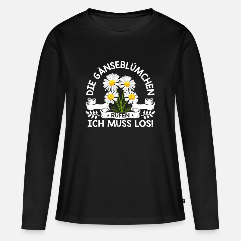 Gänseblümchen rufen Maßliebchen Blume - Frauen Premium Bio Langarmshirt - Schwarz