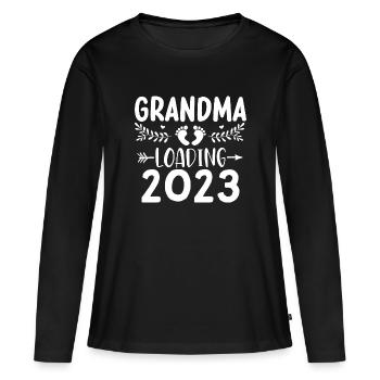 Grand-mère-à-être, Grand-mère chargement 2023 Grand-mère 2023 - T-shirt manches longues Premium bio Femme - noir - Devant - Julia (174cm)