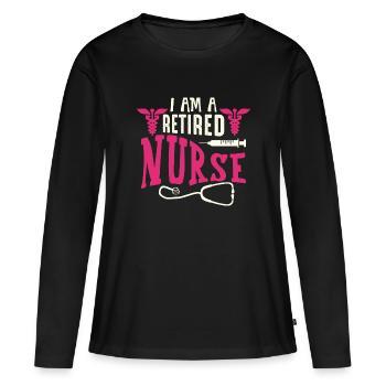 Retired nurse - Women's Premium Organic Long Sleeve Shirt - black - Front - Julia (174cm)