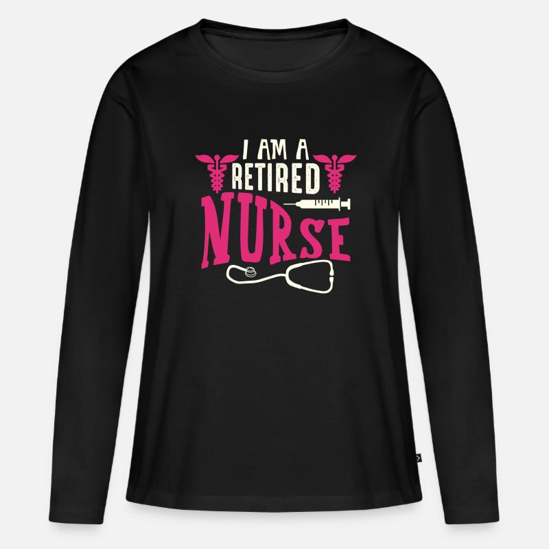 Krankenschwester in Rente - Frauen Premium Bio Langarmshirt - Schwarz