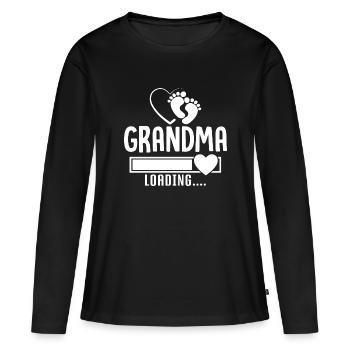 Werdende Oma, Endlich werde ich eine Oma - Frauen Premium Bio Langarmshirt - Schwarz - Vorne - Julia (174cm)
