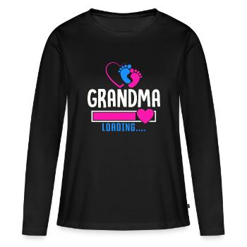 Werdende Oma, Endlich werde ich eine Oma - Frauen Premium Bio Langarmshirt - Schwarz - Vorne - Julia (174cm)