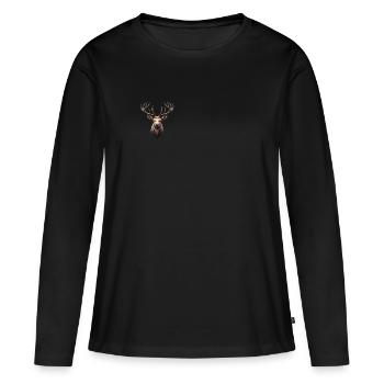 Polygone de cerf - T-shirt manches longues Premium bio Femme - noir - Devant - Julia (174cm)