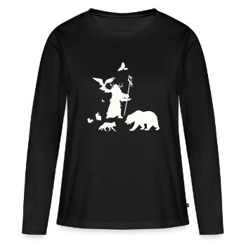 Jeu de rôle fantastique - Druid Silhouettes Design - T-shirt manches longues Premium bio Femme - noir - Devant - Julia (174cm)
