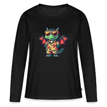 Dragon Cool Summer - T-shirt manches longues Premium bio Femme - noir - Devant - Julia (174cm)
