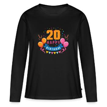 20ème anniversaire de 20 ans Joyeux anniversaire cadeau - T-shirt manches longues Premium bio Femme - noir - Devant - Julia (174cm)