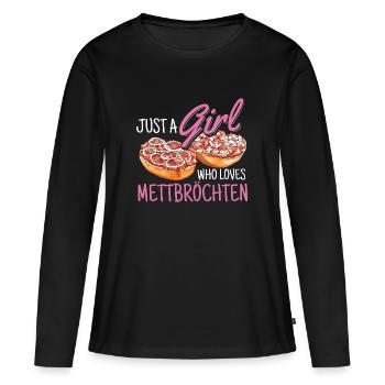 Mettbrötchen Liebhaberin Hackfleisch Hackepeter Me - Frauen Premium Bio Langarmshirt - Schwarz - Vorne - Julia (174cm)