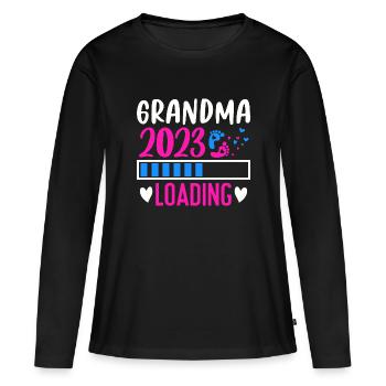 Grand-mère-à-être, Grand-mère chargement 2023 Grand-mère 2023 - T-shirt manches longues Premium bio Femme - noir - Devant - Julia (174cm)