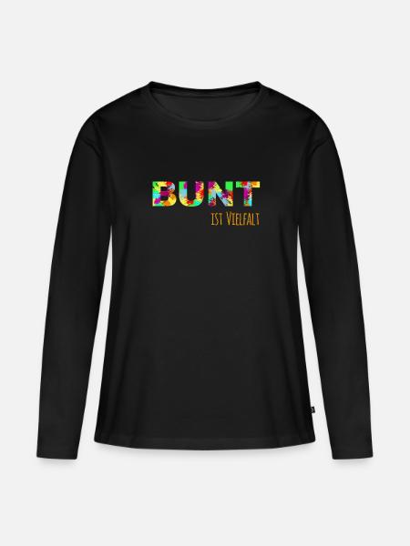 Bunt ist Vielfalt gegen Rassismus - Frauen Premium Bio Langarmshirt - Schwarz