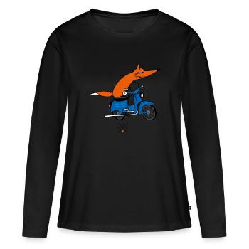 Schlauer Mopedfahrer - Frauen Premium Bio Langarmshirt - Schwarz - Vorne - Julia (174cm)
