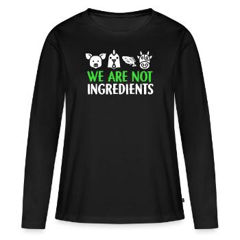 Nous ne sommes pas Ingrédients vegan cadeau végétarien - T-shirt manches longues Premium bio Femme - noir - Devant - Julia (174cm)