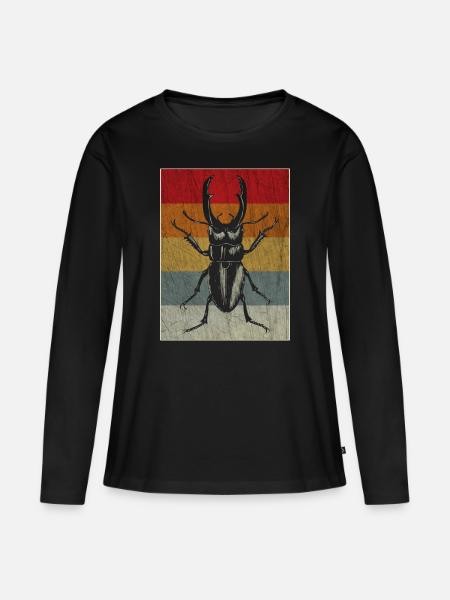 Insekt Kaefer Retro Geschenk Geschenkidee - Frauen Premium Bio Langarmshirt - Schwarz