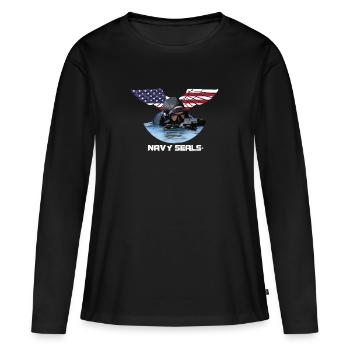 Cadeau de soldat Sniper Navy Seals - T-shirt manches longues Premium bio Femme - noir - Devant - Julia (174cm)