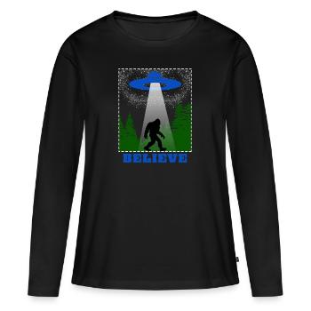 Bigfoot UFO Believe Aliens poison paranormal Yeti - T-shirt manches longues Premium bio Femme - noir - Devant - Julia (174cm)