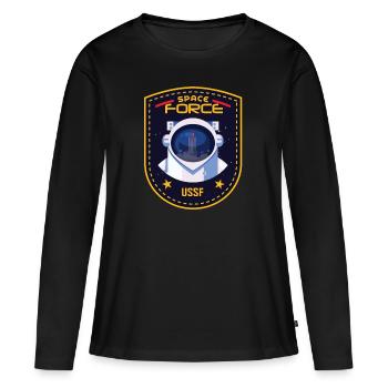 USSF: United States Space Force - Women's Premium Organic Long Sleeve Shirt - black - Front - Julia (174cm)