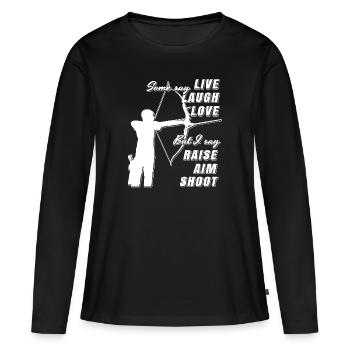 Bogenschütze Bogenschießen Shirt Geschenk - Frauen Premium Bio Langarmshirt - Schwarz - Vorne - Julia (174cm)