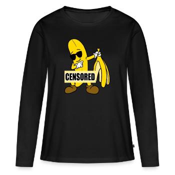 Banane censurée - T-shirt manches longues Premium bio Femme - noir - Devant - Julia (174cm)