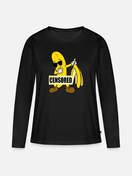 Zensierte Banane - Frauen Premium Bio Langarmshirt - Schwarz
