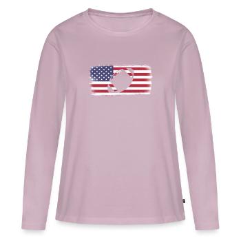 American Flag Football - Women's Premium Organic Long Sleeve Shirt - dusky pink - Front - Julia (174cm)