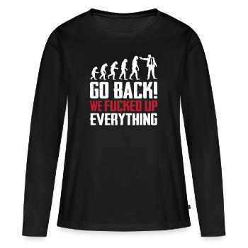 Evolution - Frauen Premium Bio Langarmshirt - Schwarz - Vorne - Julia (174cm)