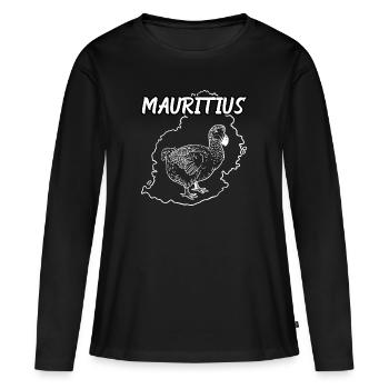 Carte de l’île Maurice et oiseau Dodo - T-shirt manches longues Premium bio Femme - noir - Devant - Julia (174cm)
