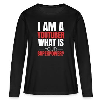 Idée cadeau Youtube Youtuber - T-shirt manches longues Premium bio Femme - noir - Devant - Julia (174cm)