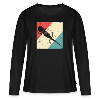 Style rétro gecko salamandre - T-shirt manches longues Premium bio Femme - noir - Devant - Julia (174cm)