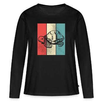 Style rétro tortue - T-shirt manches longues Premium bio Femme - noir - Devant - Julia (174cm)