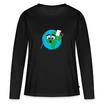 La terre transpire. Réchauffement climatique - T-shirt manches longues Premium bio Femme - noir - Devant - Julia (174cm)