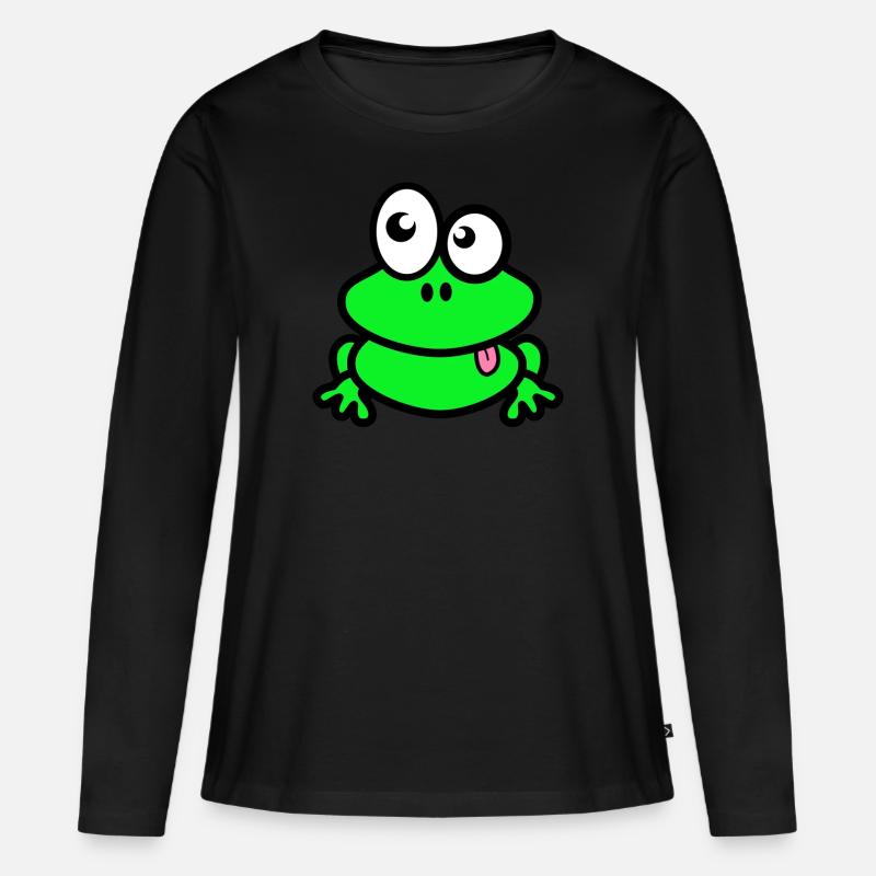 Frosch - Frauen Premium Bio Langarmshirt - Schwarz