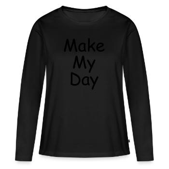 Gestalte meinen Tag - Frauen Premium Bio Langarmshirt - Schwarz - Vorne - Julia (174cm)