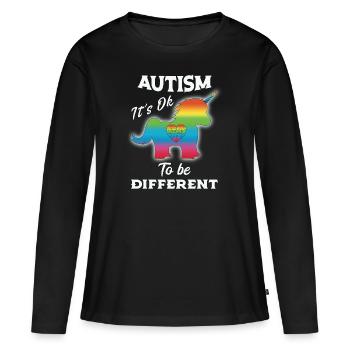 Autisme Sensibilisation Autisme Licorne - T-shirt manches longues Premium bio Femme - noir - Devant - Julia (174cm)