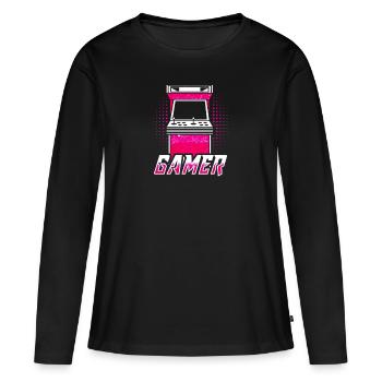 Gaming Gaming Gaming Gaming Gaming Gaming Gaming - Frauen Premium Bio Langarmshirt - Schwarz - Vorne - Julia (174cm)