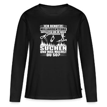 Lustiges Geocaching Design - Frauen Premium Bio Langarmshirt - Schwarz - Vorne - Julia (174cm)