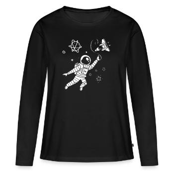Astronaute de l'espace cool - T-shirt manches longues Premium bio Femme - noir - Devant - Julia (174cm)