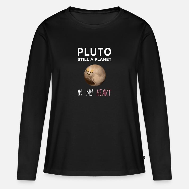 Pluto noch ein Planet in meinem Herzen - Frauen Premium Bio Langarmshirt - Schwarz