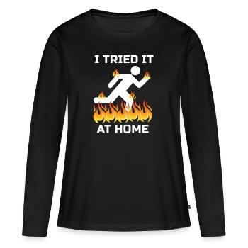Je l'ai essayé à la maison expérience cadeau d'accident - T-shirt manches longues Premium bio Femme - noir - Devant - Julia (174cm)