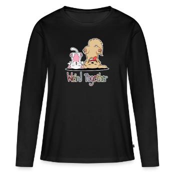 Weird Together - Animaux de compagnie de l’amitié chatine - T-shirt manches longues Premium bio Femme - noir - Devant - Julia (174cm)