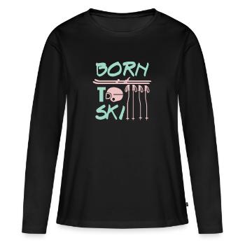 Ski Wintersport - Frauen Premium Bio Langarmshirt - Schwarz - Vorne - Julia (174cm)