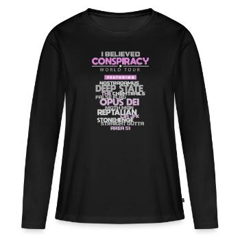Théories du complot Illuminati CIA cadeau - T-shirt manches longues Premium bio Femme - noir - Devant - Julia (174cm)