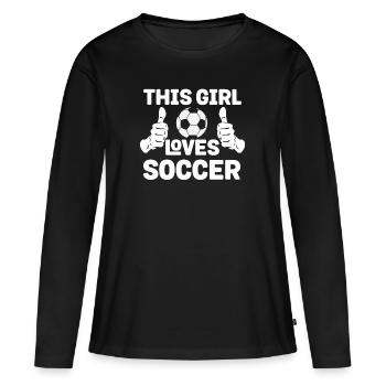 Cette fille amante football - T-shirt manches longues Premium bio Femme - noir - Devant - Julia (174cm)