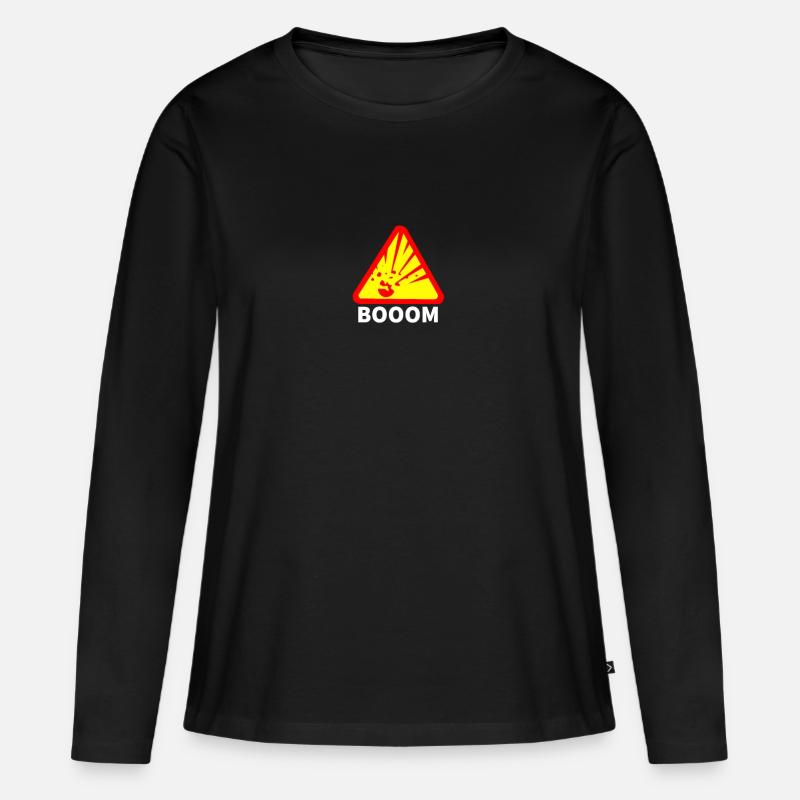 Explosion Boom - Frauen Premium Bio Langarmshirt - Schwarz