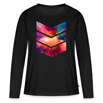 zeitloses Muster Farben Wolken - Frauen Premium Bio Langarmshirt - Schwarz - Vorne - Julia (174cm)