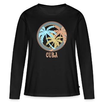 Cuba - T-shirt manches longues Premium bio Femme - noir - Devant - Julia (174cm)