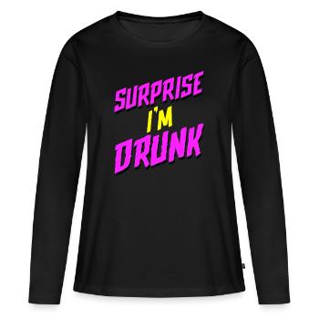 Surprise je suis ivre - T-shirt manches longues Premium bio Femme - noir - Devant - Julia (174cm)