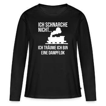 Ich schnarche nicht träume bin dampflok - Frauen Premium Bio Langarmshirt - Schwarz - Vorne - Julia (174cm)