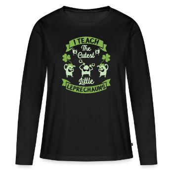 Teacher St Patrick's Day I Teach Cutest - Women's Premium Organic Long Sleeve Shirt - black - Front - Julia (174cm)